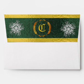 Monogram & Snowflake - Green/Gold Envelope