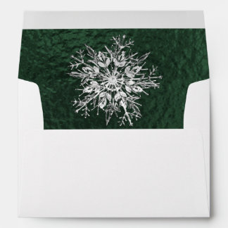 Monogram & Snowflake - Green/Silver Envelope