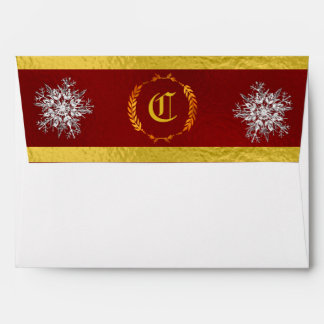 Monogram & Snowflake - Red/Gold Envelope