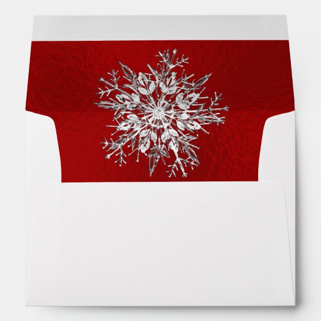 Monogram & Snowflake - Red/Silver Envelope (Back (Bottom))