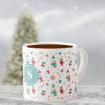 Monogram Snowman & Sweets Pattern 6oz Espresso Cup<br><div class="desc">Cute snowman and sweets pattern is wrapped around this 6oz. speciality cup with single initial framed and centred. Perfect gift for any cappuccino or espresso drinker. Easily change initial using the Template provided. This makes a lasting keepsake gift for family or friend. See "About This Product" at side for more...</div>