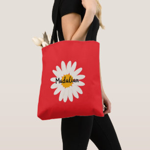 Monogram so vibrant background floral Red Tote Bag