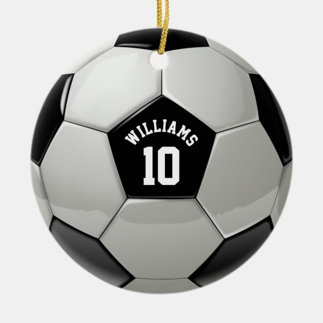 Monogram Soccer Ball Association Football Sports Ceramic Ornament (Front)