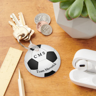 Monogram soccer ball custom text key ring