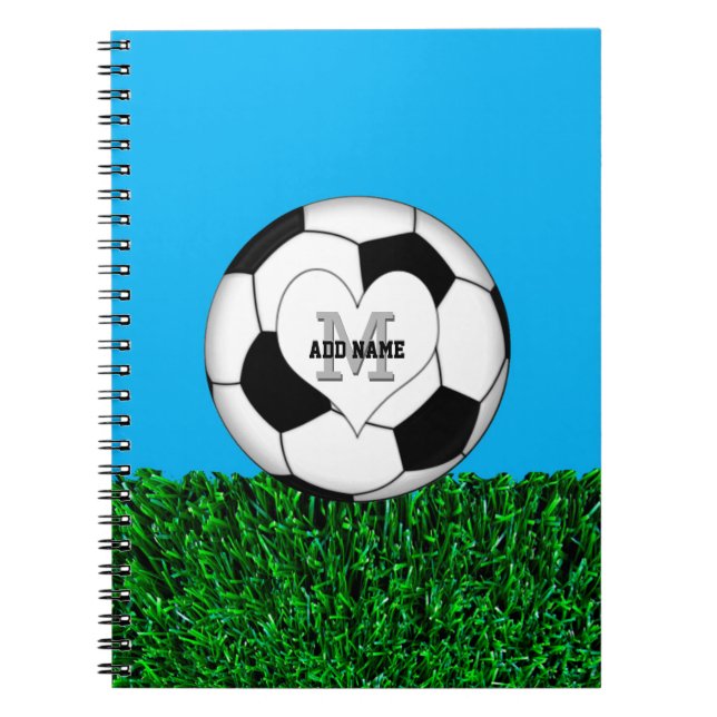 Monogram Soccer Ball Personalised Notebook (Front)