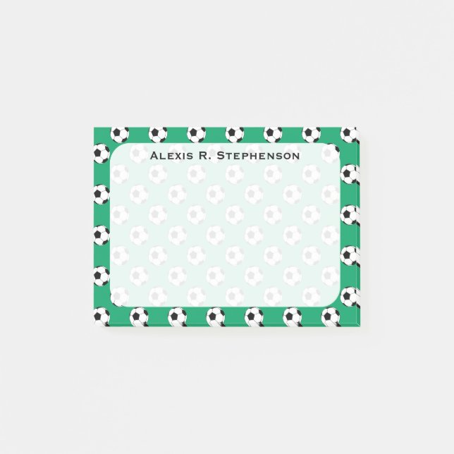 Monogram Soccer Futbol Balls Shamrock Green Post-it Notes (Front)