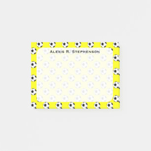 Monogram Soccer Futbol Balls Yellow Post-it Notes