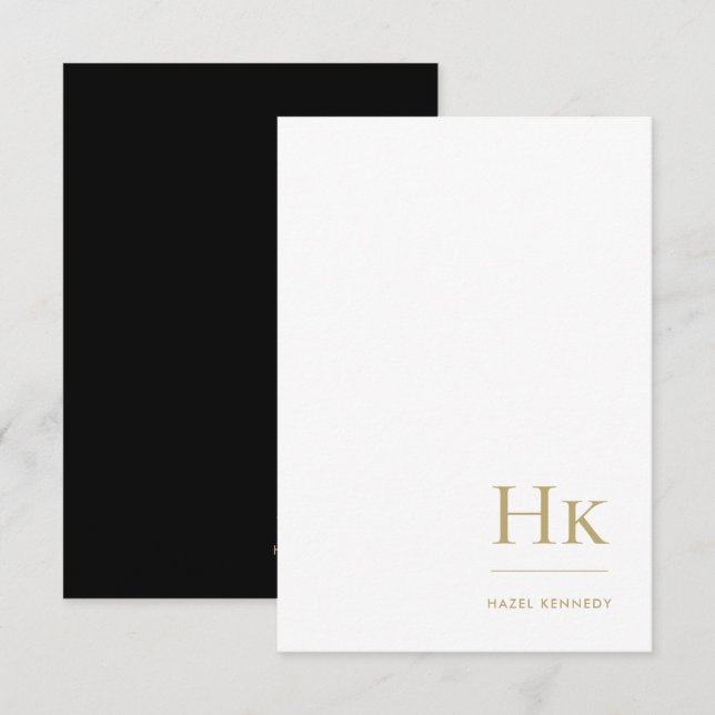Monogram Social Notecard Professional Black Gold (Front/Back)