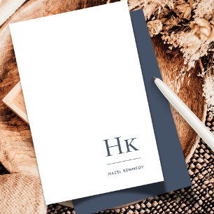 Monogram Social Notecard Professional Navy White