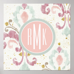 Monogram   Soft Deco Pattern Poster