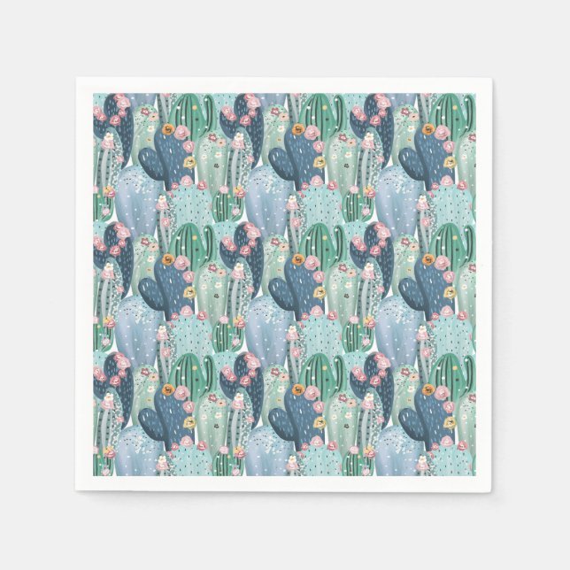 Monogram | Soft Patel Cactus Pattern Napkin (Front)