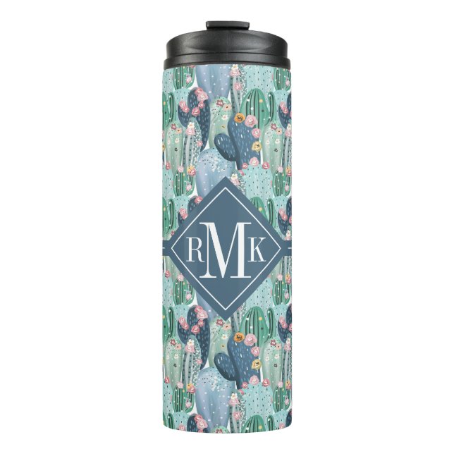 Monogram | Soft Patel Cactus Pattern Thermal Tumbler (Front)