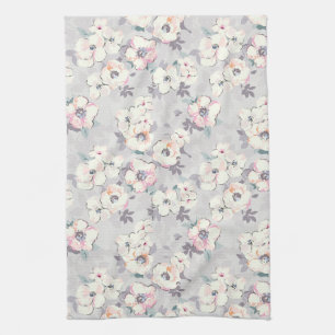 Monogram   Soft Pink Watercolor Pattern Tea Towel