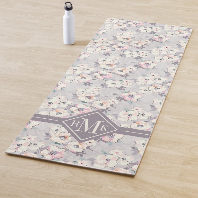 Monogram | Soft Pink Watercolor Pattern Yoga Mat (In Situ)