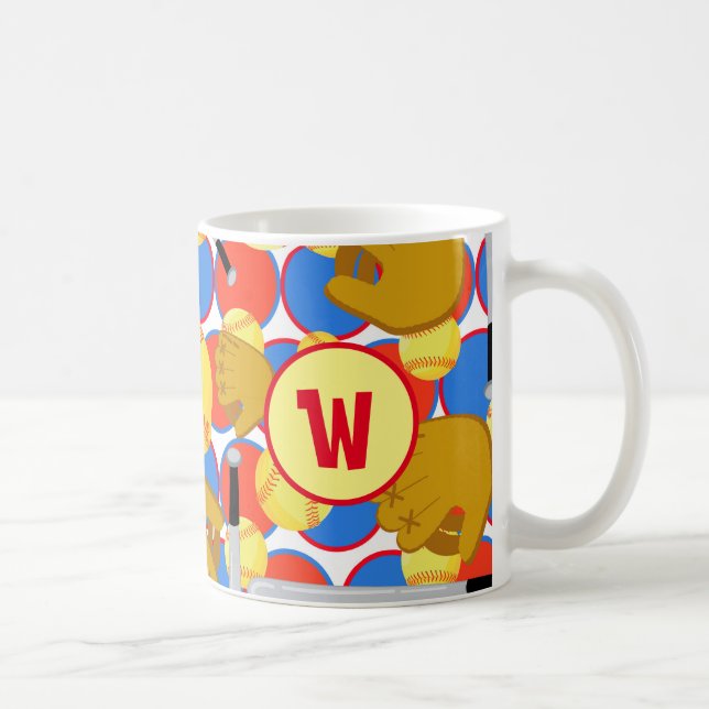 Monogram Softball Coffee Mug (Right)