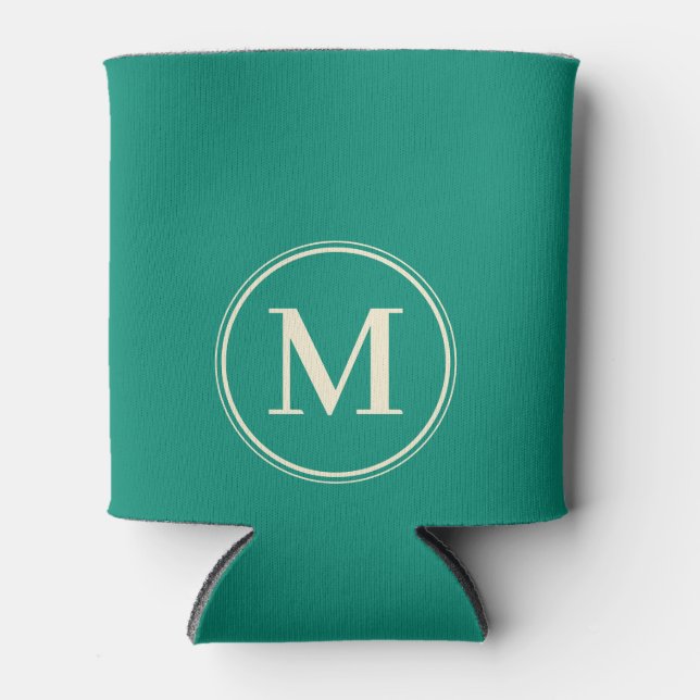 Monogram Solid Aqua Beach Breeze Colour  Can Cooler (Front)