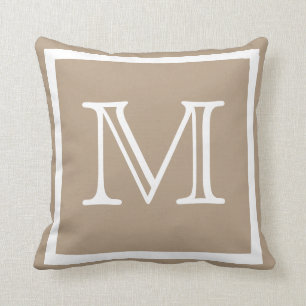 MONOGRAM Solid beige Tan taupe plain pillow
