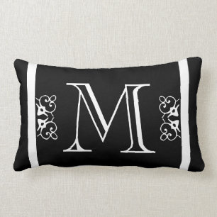 MONOGRAM solid black & white coloured custom Lumbar Cushion