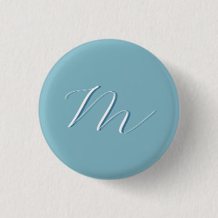 Monogram Solid Blue Pastel Minimalist Professional 3 Cm Round Badge