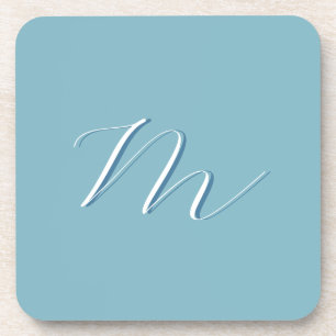 Monogram Solid Blue Pastel Minimalist Professional Coaster