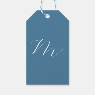 Monogram Solid Blue Pastel Minimalist Professional Gift Tags