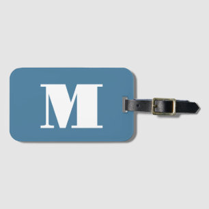 Monogram Solid Blue Pastel Minimalist Professional Luggage Tag