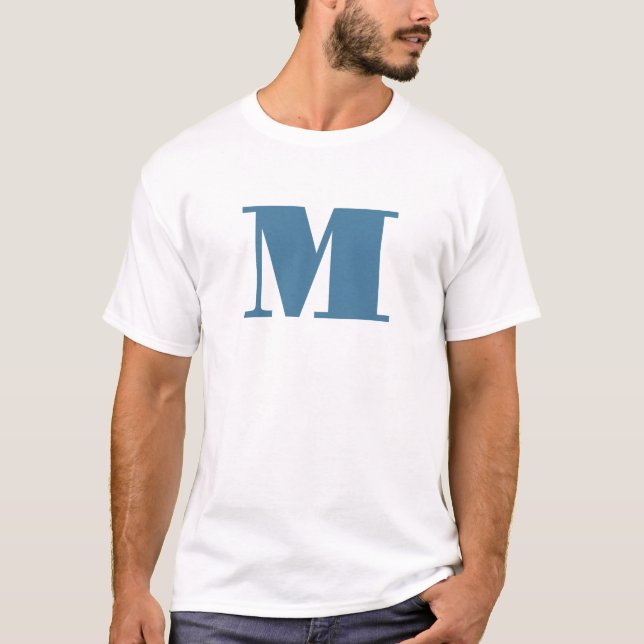 Monogram Solid Blue Pastel Minimalist Professional T-Shirt (Front)