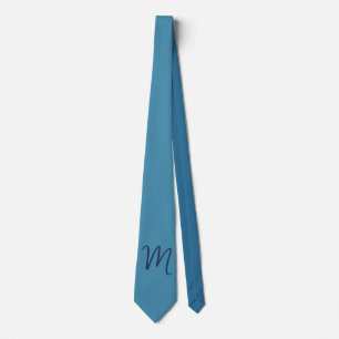 Monogram Solid Blue Pastel Minimalist Professional Tie