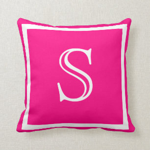 MONOGRAM Solid coloured Hot Pink Fuschia  Cushion