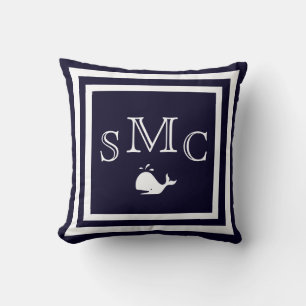 MONOGRAM Solid dark blue plain pillow