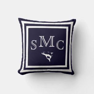 MONOGRAM Solid dark blue plain pillow