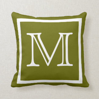 MONOGRAM solid dark olive leaf green pillow
