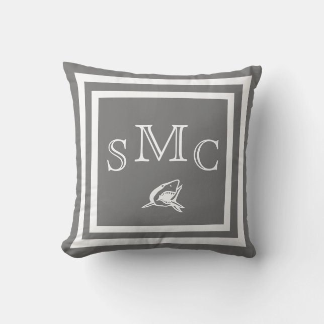 MONOGRAM Solid Grey Shark plain pillow (Front)
