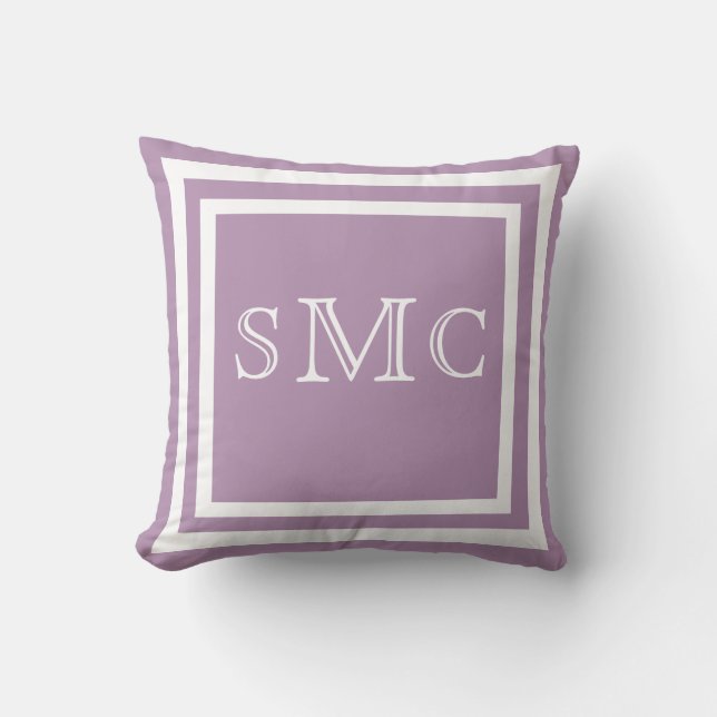 MONOGRAM Solid light purple white plain pillow (Front)