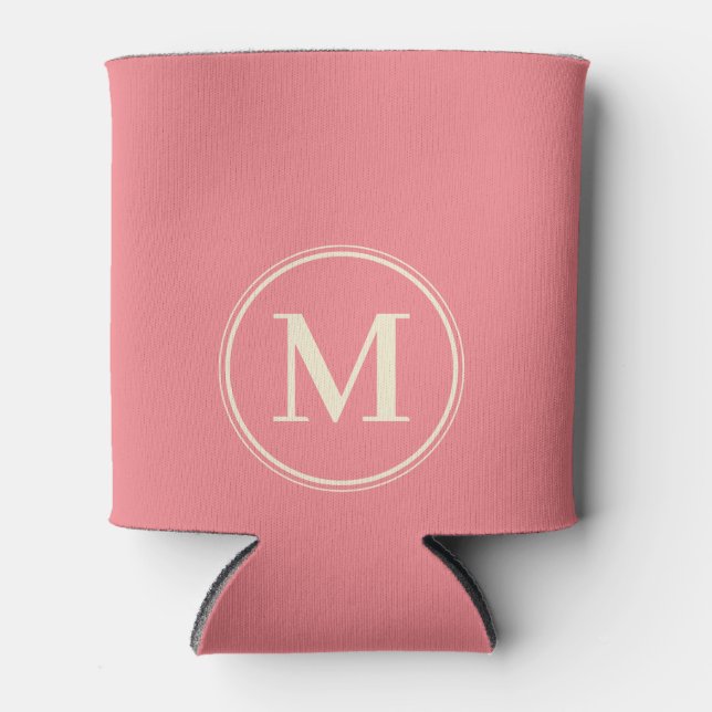 Monogram Solid Mid-Century Peach Colour  Can Cooler (Front)