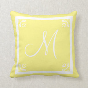 MONOGRAM solid pale Yellow personalised custom Cushion