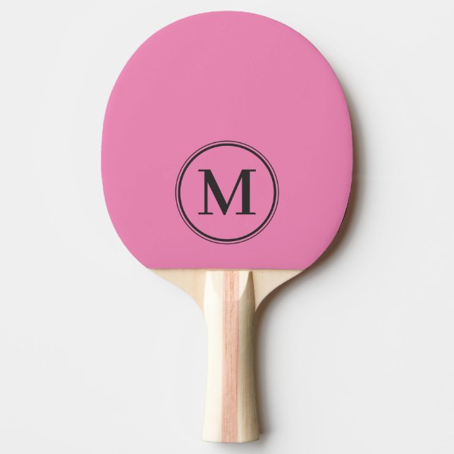 Monogram Solid Pink and Black Colour  Ping Pong Paddle (Front)