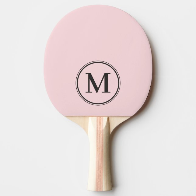 Monogram Solid Pink Whisper and Black Colour  Ping Pong Paddle (Front)