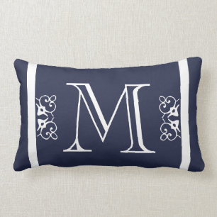 MONOGRAM solid soft navy  Blue coloured custom Lumbar Cushion