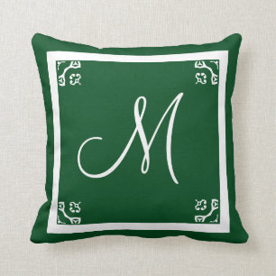 MONOGRAM solid spruce green personalised custom Cushion
