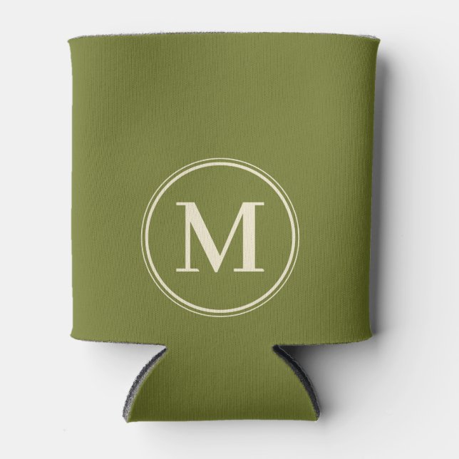 Monogram Solid Sweet Olive Colour  Can Cooler (Front)