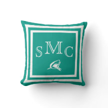 MONOGRAM Solid teal aqua blue Shark plain pillow