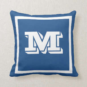 MONOGRAM solid teal blue custom Cushion