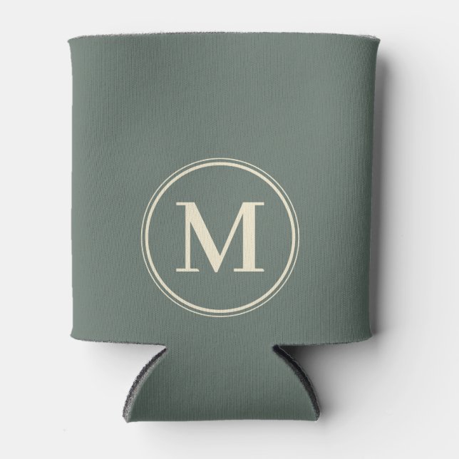 Monogram Solid Warm Grey Colour  Can Cooler (Front)