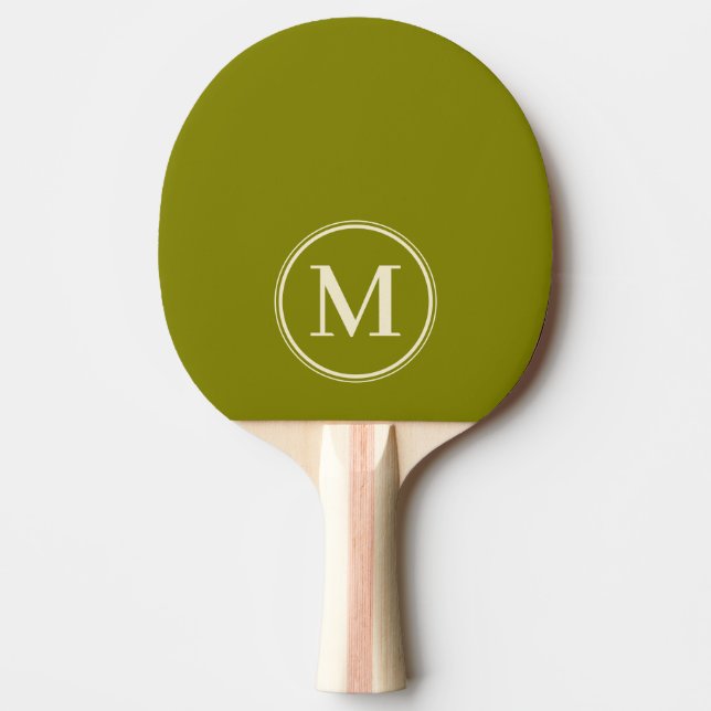 Monogram Solid Warm Olive Colour  Ping Pong Paddle (Front)