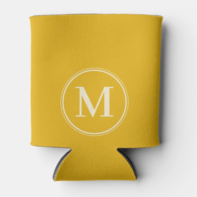 Monogram Solid Warm Sunflower  Colour  Can Cooler (Front)