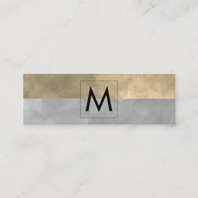 Monogram Sophisticated Sepia Grey Colour Blocks Mini Business Card (Front)