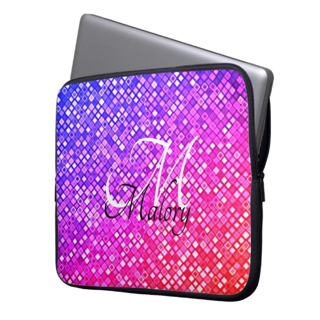 Monogram Sparkle Personalised Laptop Sleeve (Front Left)