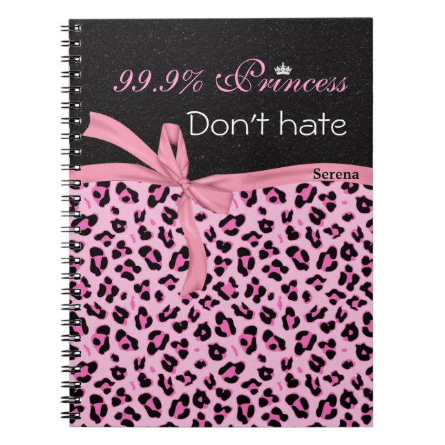Monogram, Spiral Notebook, Pink Leopard print Notebook (Front)