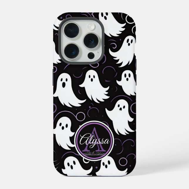 Monogram Spooky Ghostly Pattern iPhone Case (Back)